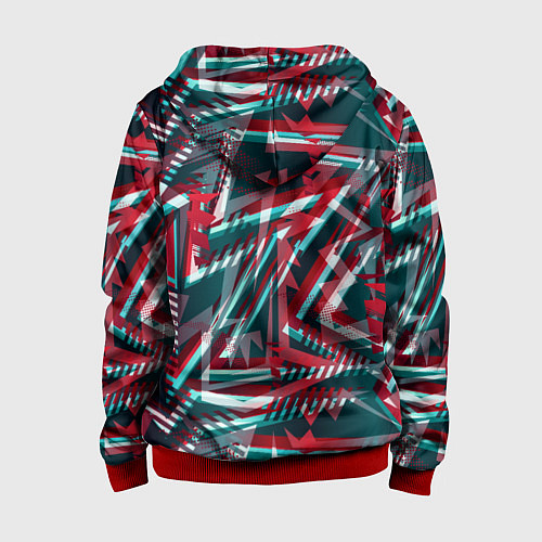 Детская толстовка на молнии Glitch микс / 3D-Красный – фото 2