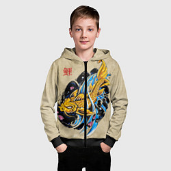 Толстовка на молнии детская Золотая рыба кои, цвет: 3D-черный — фото 2