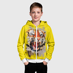 Толстовка на молнии детская Оскал тигра, цвет: 3D-белый — фото 2