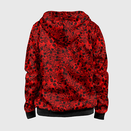 Детская толстовка на молнии ЧЕРЕПА И РОЗЫ / 3D-Черный – фото 2