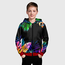 Толстовка на молнии детская Тропическая Ночь, цвет: 3D-красный — фото 2