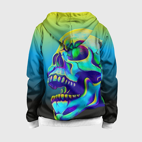 Детская толстовка на молнии Neon skull / 3D-Белый – фото 2