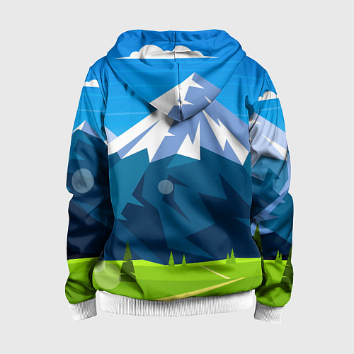 Детская толстовка на молнии Горы пейзаж природа вектор / 3D-Белый – фото 2