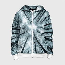 Толстовка на молнии детская Деревья вид снизу мрачный, цвет: 3D-белый