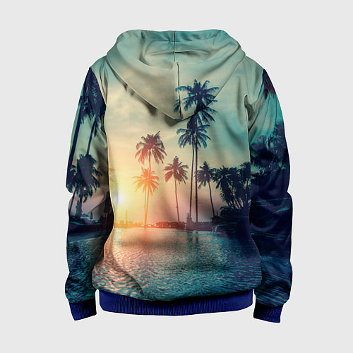 Детская толстовка на молнии Пальмы / 3D-Синий – фото 2