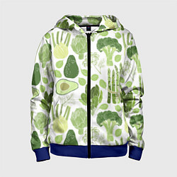 Толстовка на молнии детская Овощи, цвет: 3D-синий