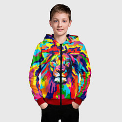 Толстовка на молнии детская Лев Artistic Art, цвет: 3D-красный — фото 2