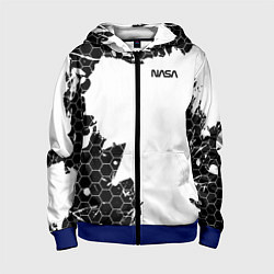 Толстовка на молнии детская NASA, цвет: 3D-синий