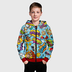 Толстовка на молнии детская Pop art comics, цвет: 3D-красный — фото 2
