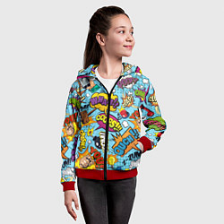 Толстовка на молнии детская Pop art comics, цвет: 3D-красный — фото 2