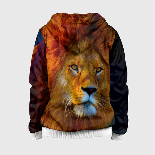 Детская толстовка на молнии Лев 3D / 3D-Белый – фото 2