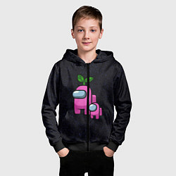 Толстовка на молнии детская Among us Pink kid Pink, цвет: 3D-черный — фото 2