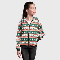 Толстовка на молнии детская Новогодний орнамент, цвет: 3D-черный — фото 2