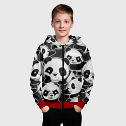 Толстовка на молнии детская Смешные панды, цвет: 3D-красный — фото 2