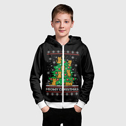 Толстовка на молнии детская Meowy christmas, цвет: 3D-белый — фото 2