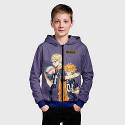 Толстовка на молнии детская Haikyu!!!, цвет: 3D-синий — фото 2