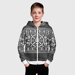 Толстовка на молнии детская Свитер с черепами, цвет: 3D-белый — фото 2