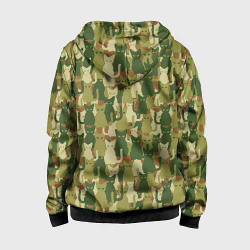 Детская толстовка на молнии Камуфляж из котов / 3D-Черный – фото 2