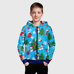 Толстовка на молнии детская Новый год, цвет: 3D-синий — фото 2