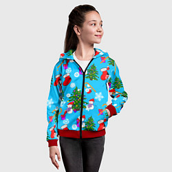 Толстовка на молнии детская Новый год, цвет: 3D-красный — фото 2