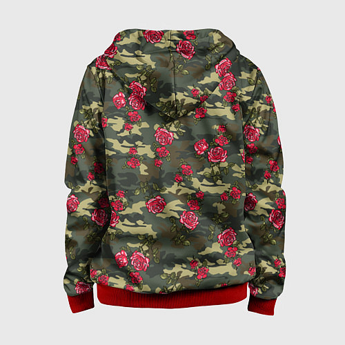 Детская толстовка на молнии Камуфляж и розы / 3D-Красный – фото 2