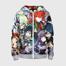 Толстовка на молнии детская Персонажи Genshin Impact, цвет: 3D-меланж