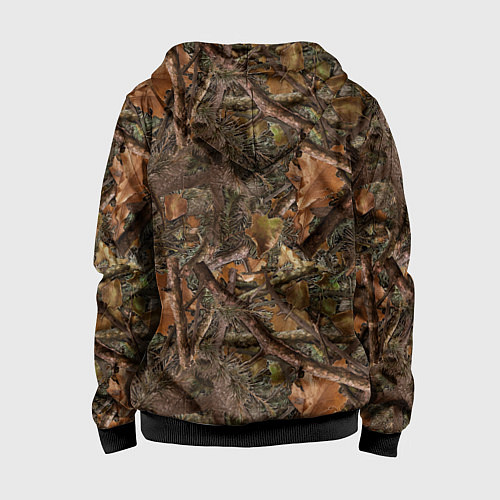 Детская толстовка на молнии Охотничий камуфляж / 3D-Черный – фото 2