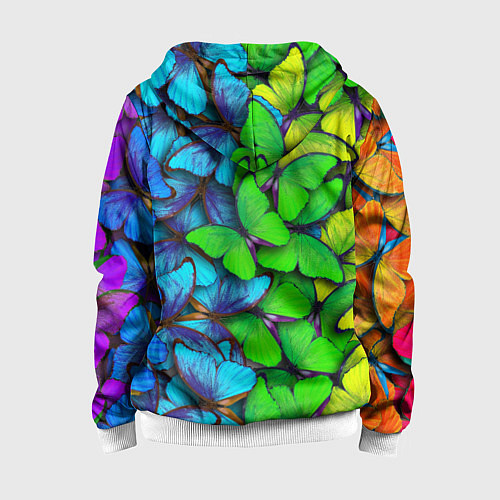 Детская толстовка на молнии Радужные бабочки / 3D-Белый – фото 2