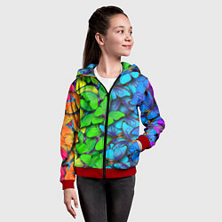 Толстовка на молнии детская Радужные бабочки, цвет: 3D-красный — фото 2