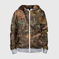 Толстовка на молнии детская Охотничий камуфляж, цвет: 3D-меланж