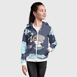 Толстовка на молнии детская BTS Sleep, цвет: 3D-белый — фото 2