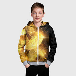 Толстовка на молнии детская БИТКОИН ЗОЛОТО BITCOIN GOLD, цвет: 3D-меланж — фото 2