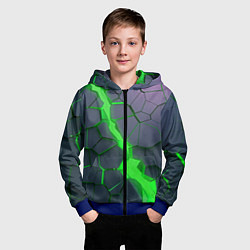 Толстовка на молнии детская ЗЕЛЕНЫЙ РАЗЛОМ 3Д РАЗЛОМ, цвет: 3D-синий — фото 2