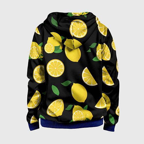 Детская толстовка на молнии Лимоны на чёрном / 3D-Синий – фото 2