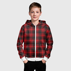 Толстовка на молнии детская Красная клетка, цвет: 3D-белый — фото 2