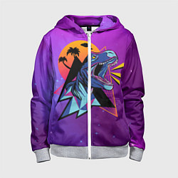 Детская толстовка на молнии Retrowave Neon Dinosaur