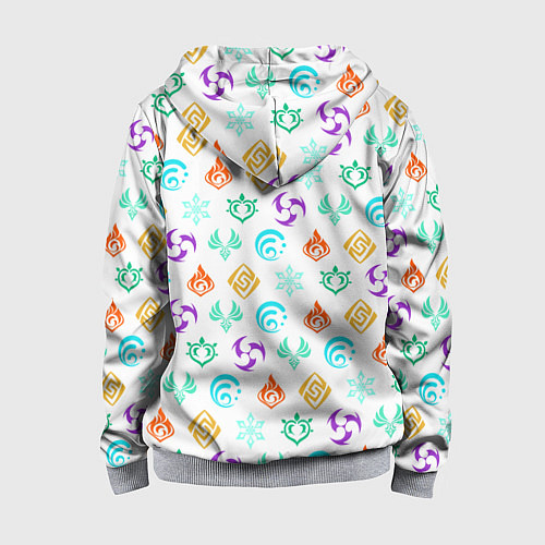 Детская толстовка на молнии GENSHIN IMPACT ЭМБЛЕМЫ / 3D-Меланж – фото 2