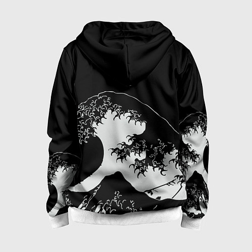 Детская толстовка на молнии Волна Канагава / 3D-Белый – фото 2