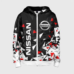 Толстовка на молнии детская NISSAN НИССАН ОСКОЛКИ, цвет: 3D-белый