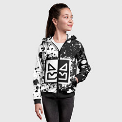 Толстовка на молнии детская Geometry Dash: Black, цвет: 3D-черный — фото 2