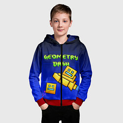 Толстовка на молнии детская Geometry Dash, цвет: 3D-красный — фото 2