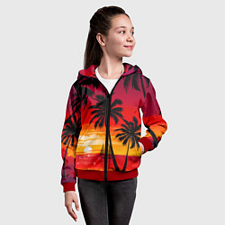 Толстовка на молнии детская Гавайский закат, цвет: 3D-красный — фото 2