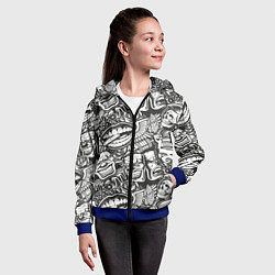 Толстовка на молнии детская Тату ретро, цвет: 3D-синий — фото 2