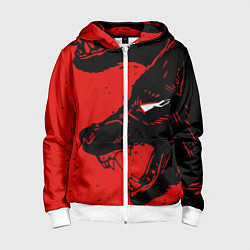 Толстовка на молнии детская Красный волк 3D, цвет: 3D-белый