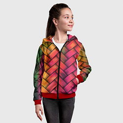 Толстовка на молнии детская Colorful weave, цвет: 3D-красный — фото 2