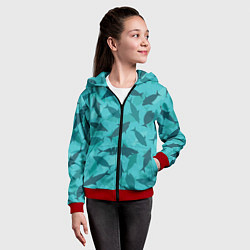 Толстовка на молнии детская Морские жители, цвет: 3D-красный — фото 2