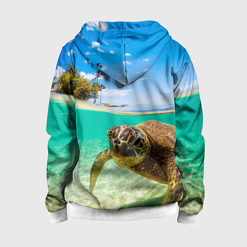 Детская толстовка на молнии Морская черепашка / 3D-Белый – фото 2