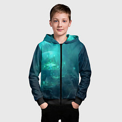 Толстовка на молнии детская Дно морское, цвет: 3D-черный — фото 2