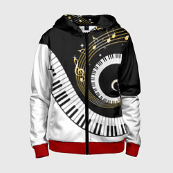 Толстовка на молнии детская МУЗЫКАЛЬНЫЙ УЗОР, цвет: 3D-красный