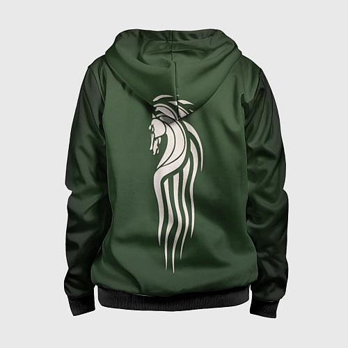 Детская толстовка на молнии Белый Конь на спине / 3D-Черный – фото 2